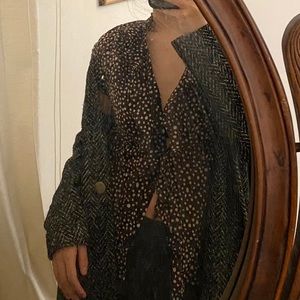 Chocolate brown polkadot buttonup